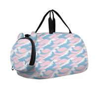 Peach Blue Japanese Waves Ragazza Palestra Duffel Bag con Scomparto Scarpe Grande Capacità Weekend Pernottamento Carry on Bag per Viaggi, Nuoto, Danza, Balletto bolsos de, Onde giapponesi blu pesca