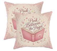 Peach Book Lover Citazione Fanciful Throw Pillow Covers 12x12 Set di 2