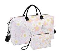 Peach - Borsa da viaggio giapponese vintage con fiore di ciliegio Ukiyo-e di grandi dimensioni, borsa da viaggio con borsa da toilette per trekking, set di 2 pezzi