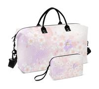 Peach - Borsa da viaggio giapponese vintage con fiore di ciliegio Ukiyo-e per weekend, borsa da palestra con borsa da toilette da viaggio impermeabile