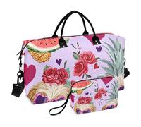 Peach - Borsa grande per San Valentino, motivo: cuccioli, borsa da palestra, con tracolla regolabile, per viaggi in aereo, multifunzione, Amare il cucciolo di San Valentino alla pesca, 1 size