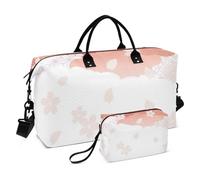 Peach Borse in tela giapponese vintage con fiore di ciliegio Ukiyo-e per weekend borsa sportiva e palestra con tracolla regolabile per viaggi aerei set di 2 pezzi