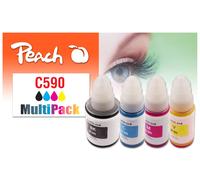Peach C490/590 Printer Cartridges (BK, C, M, Y) Replaces Canon GI-590 for Canon