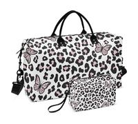 Peach Cottage Butterfly Design Personal Item Travel Bag Weekend Bag Gym Sports Carry con tracolla regolabile per palestra grande capacità, Design con farfalle color pesca, 1 size