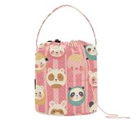 Peach Cute Cartoon Animals Crochet Yarn Bag Crochet Organizer Tote con fori Borsa all'uncinetto per strumenti di lavoro a maglia Accessori all'uncinetto
