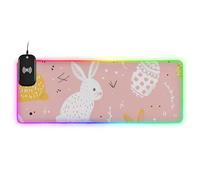 Peach Cute Cartoon Conigli Wirel Ricarica Luminoso Laptop Mouse Pad Esteso Grande Riposo 89,9 x 40,6 cm Piccolo tappetino da scrivania per tastiera e mouse