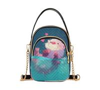 Peach Cute Cartoon Otter trendy borsa a tracolla per gli uomini con multi tasche borse a mano per le donne per la festa della mamma