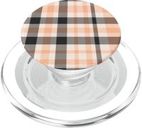 Peach Fuzz - Motivo scozzese in morbido twill nero e crema PopSockets PopGrip per MagSafe