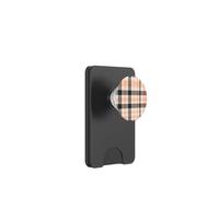 Peach Fuzz - Motivo scozzese in morbido twill nero e crema PopSockets PopWallet per MagSafe
