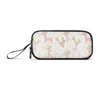 Peach Gold Christmas Elk - Astuccio in nylon per studenti universitari, grande capacità, con cerniera, cancelleria per la scuola per adulti delle scuole medie