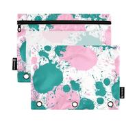 Peach Green Collision - Astuccio per matite con finestra trasparente con occhielli rinforzati con cerniera, 3 pezzi per riporre scuole, studenti, forniture