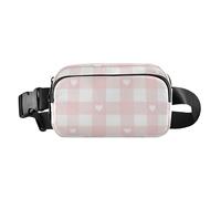 Peach Love Check Carino Marsupio per donne e uomini, resistente all'acqua, borsa sportiva a tracolla con tracolla regolabile per viaggi, corsa, escursionismo, Controllo dell'amore alla pesca, 1 size