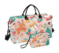 Peach Merry Christmas Party Large Travel Bag Large Carry On Bag Sports Gym Tote Bag con tracolla regolabile per allenamento multifunzione, pesca Merry Christmas party, 1 taglia, Festa di Natale alla