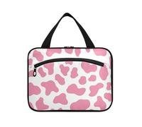 Peach Mucca Modello appeso borsa da viaggio da toilette con gancio, designer borse cosmetiche compatte per le donne must haves viaggio bolso de para mujer M, Motivo mucca pesca, Medium