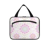 Peach Pastel Boho Summer Hanging Travel Size kit di articoli da toeletta con gancio, designer Essentials trapuntato trucco borsa per accessori da viaggio Vacation estuche de maquillaje para Mujer L