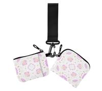 Peach Pastel Boho Summer - Portafoglio portamonete da donna con porta carte di credito carino alla moda con tasca portamonete con cerniera per uso quotidiano, 2 pezzi, color pesca pastello boho estate
