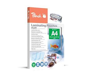 Peach Pellicole per laminazione A4, 80 mic, 100 pouches, opache, scrivibili, qualità premium per i migliori risultati di laminazione, compatibili con dispositivi di tutte le marche - S-PP580-22