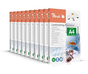 Peach Pellicole plastificatrici A4 - 80 mic - 10 x 100 pouches - Lucide - Qualità premium per i migliori risultati di laminazione - Compatibile con dispositivi di tutte le marche - PP580-0210A