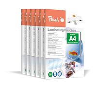 Peach Pellicole plastificatrici A4 - 80 mic - 600 pouches - Qualità premium per i migliori risultati di laminazione - Compatibile con dispositivi di tutte le marche - Lucido - PP580-60A