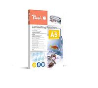 Peach Pellicole plastificatrici A5 - 125 mic - 100 pouches - Lucide - Qualità premium per i migliori risultati di laminazione - Compatibile con dispositivi di tutti i produttori - PP525-03