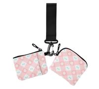 Peach Plaid Blu Papillon Conigli Carini Sacchetti per Monete da Donna Porta Carte Piccolo Portamonete Portatile Borsa Portafoglio con Tasca con Cerniera per Donna Confezione da 2