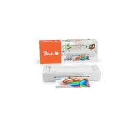 Peach Plastificatrice 3 in 1 A4, Plug & Play, senza tempo di riscaldamento, con trimmer e pellicole plastificanti, adatta per tutte le pellicole comuni fino a 250 mic PBP351A