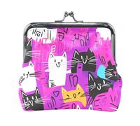 Peach Punk Cats Colorato Del Fumetto Delle Donne Piccolo Cuoio Cambiare Borsa Portatile Gioielli Organizzatore