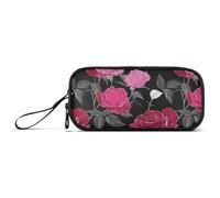 Peach Red Romantico Vintage Roses Nylon Ragazzi Matita Borsa Grande Capacità Zip Astuccio Cancelleria Organizzatore per gli Adolescenti delle Scuole Superiori