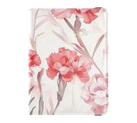 Peach Retro Simple Flowers Custodia per passaporto in pelle con blocco RFID portafoglio passaporto ultra sottile