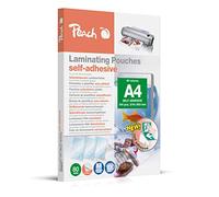 Peach S-PP080-17 - Pellicola per plastificatrice A4 - 80 mic - 100 pouches - retro autoadesivo - adatto per immagini o cartelli selfmade ecc. - Adatto per tutti i plastificatori - S-PP080-17