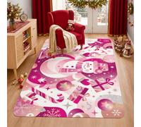 Peach Snow Man Christmas Decor Area Tappeto 3' X 5'