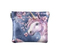 Peach unicorns Dreamy Blue Realm piccolo portamonete in pelle impermeabile organizer sacchetti per donna ragazza, unicorni pesca Dreamy Blue Realm, taglia unica, moderno, Peach Unicorns Dreamy Blue