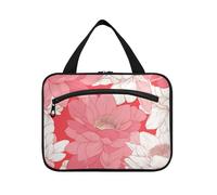 Peach Water Lily Flower Bloom Hanging Kit per gli uomini Viaggio con gancio, Designer Pieghevole Toiletry Bag Hanging per le donne Must Haves Hotel bolsas de maquillaje para Mujer, Fioritura di fiori