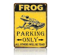 PEACHGARDEN Targa in metallo a forma di rana con scritta "Frog Parking Only", vintage, decorazione da parete con rana, divertente cartello con rana che parcheggia solo tutti gli altri sarà rospo, rana