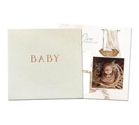 Peachly Unisex Baby Memory Book | Minimalist Baby First Year Keepsake for Milestones | Baby Books First Year Memory Book | Simple Baby Scrapbook for Boy Girl Milestones | Natural Linen - Haven