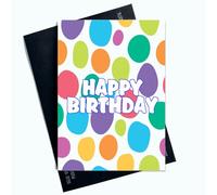 Peachy Antics Biglietto di auguri di compleanno colorato per lei, per ragazze, per bambini, amici e familiari, biglietto di compleanno con stampa a pois SP180
