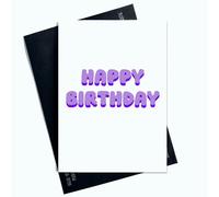 Peachy Antics Biglietto di auguri di compleanno per lui per lei, con scritta in lingua inglese Purple Letter, design funky per amico, famiglia, fidanzato, AP52