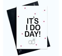 Peachy Antics Biglietto di auguri per matrimonio con scritta It's I Do Day, biglietto di nozze per sposi novelli, cuori rosa e anello, design semplice ed elegante, AP163