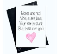 Peachy Antics Biglietto di San Valentino con rose rosse e violette blu con scritta Your Farts Stink But I Still Love You per la fidanzata, AP135