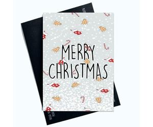 Peachy Antics Biglietto natalizio natalizio con bastoncini di zucchero e omini di pan di zenzero, perfetto per chiunque voglia diffondere calore e gioia durante le festività natalizie, SP121