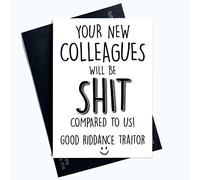 Peachy Antics Divertente Nuovo Lavoro Carte Collegio Lasciando Carta Buona Riddance Traditore Coworker PC993