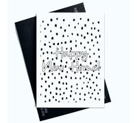 Peachy Antics Happy New Home Cards - Biglietto d'auguri con scritta Warm Wishes for Your New Home, classico motivo a pois neri, design moderno, ideale per festeggiare SP89