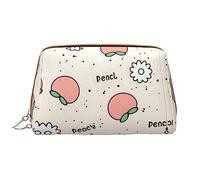 Peachy Cutie - Beauty case portatile in pelle, grande, in PVC, chiusura con cerniera, borsa da viaggio da viaggio, colore bianco, taglia unica, bianco, Taglia unica