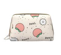 Peachy Cutie - Grande borsa portatile in pelle, in PVC, chiusura a cerniera, borsa da viaggio per articoli da toeletta, borsa da viaggio, bianco, Taglia unica
