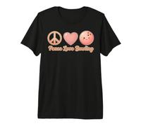 Peachy Retro Peace Love Bowling Maglietta Premium