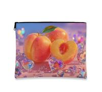 Peachy - Trousse da viaggio per cosmetici, a tema frutti di pesca, grande organizer con cerniera per la cura della pelle e articoli da toeletta, regalo estivo per festival, Pesca, 7x9 Inch, Frutta