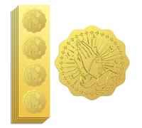 Peacoblue 100 pz Adesivo in lamina d'oro La mano di dio Sigilli Dorati in Rilievo Adesivi Wafer Rotondo Dorata Etichett Sigillo Autoadesivo per Busta Biglietto D'Invito Diploma Premio