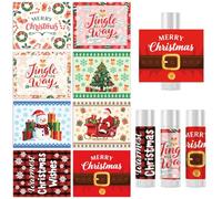 Peacoblue 160 etichette adesive per balsamo per labbra, 5,3 x 4,3 cm, elementi natalizi, 8 disegni, impermeabili, lucide, per la cura delle labbra, per matrimoni, baby shower