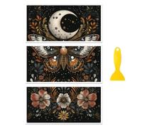 Peacoblue 3 pz Strofinare Su Adesivi Trasferimenti per Mobili Decorativi 6"X12" Misteriosa Luna e Farfalla Decalcomanie per Mobili Artigianali Per Legno Armadio Porta Muro Cassettiera Tavolo Sedia
