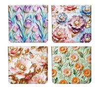 Peacoblue 4 piccoli portamonete da donna, in pelle, impermeabili e durevoli, mini portafogli per soldi, ottimo regalo per adulti, Fiori in rilievo 3D, 11cm x 12cm, Fiori in rilievo 3D